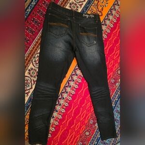 Indigo Dark Blue Skinny Jeans with Gold Stitching
